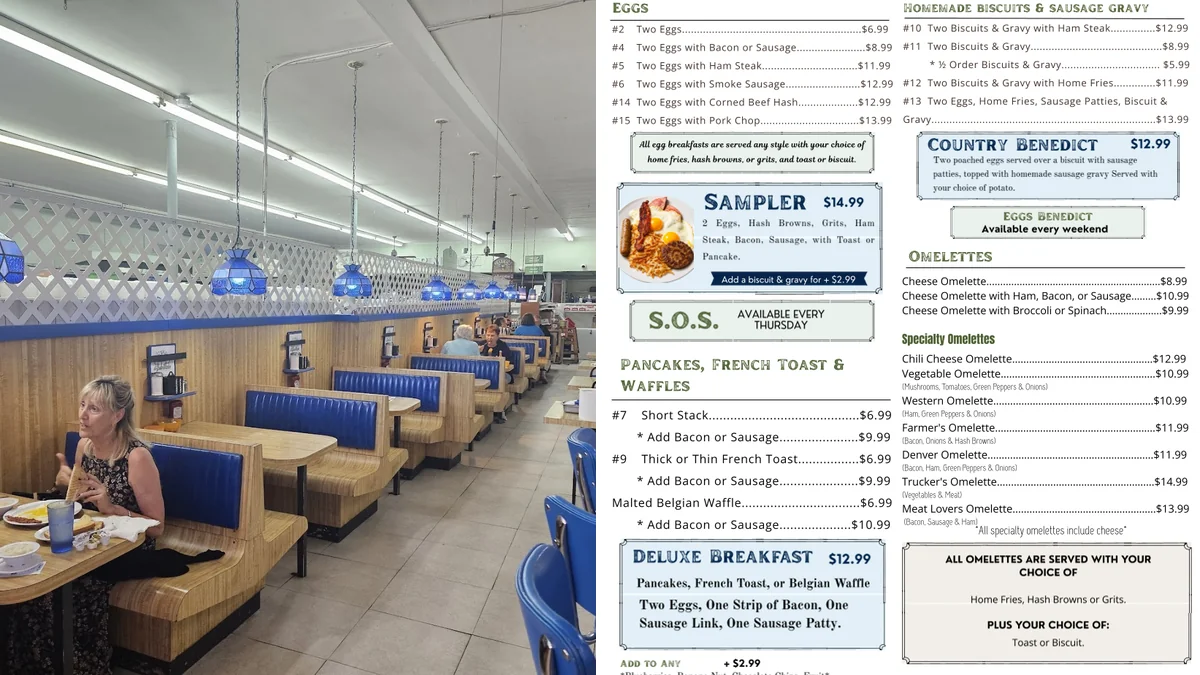 Cozy restaurant interior with table service.